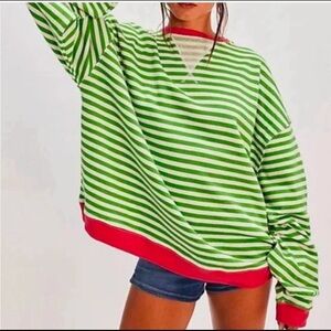 NWOT free people Classic Striped Oversized Crewneck